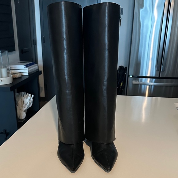 Zara Black Pointed-Toe Leather Boots - Picture 3 of 8